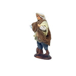 Statuine Pastori vestiti giocatori di carte con botte 8cm di terracotta