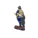 Statuine Pastori vestiti giocatori di carte con botte 8cm di terracotta