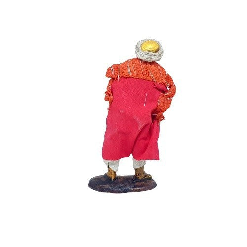Statuina Pastore vestito Suonatore con piatti 8cm di terracotta per presepe