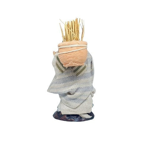 Pastore statuina Vestito Arabo con fieno 8cm di terracotta per presepe