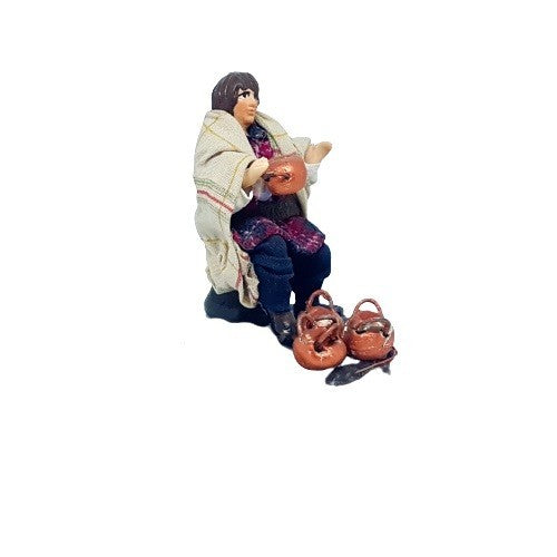 Pastore statuina vestito Pentolaio 8 cm di terracotta per presepe