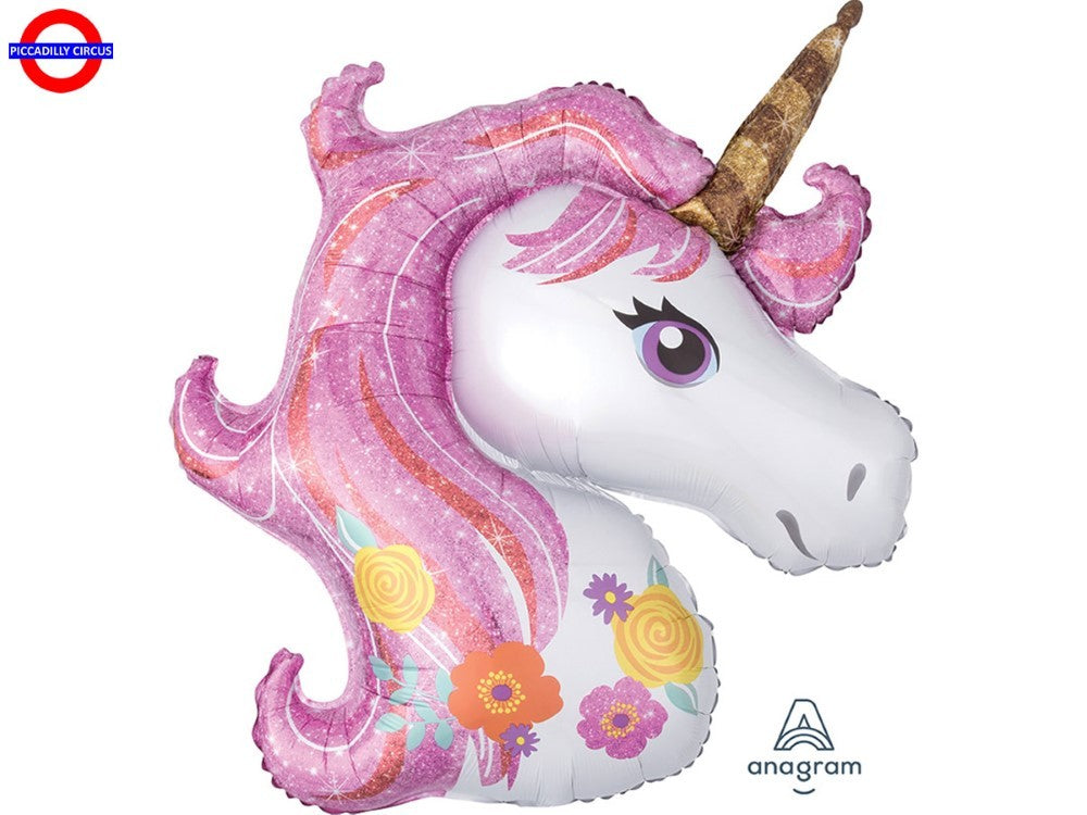 Palloncino supershape mylar Sagoma Unicorno 83x73cm