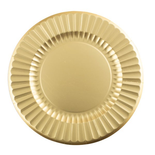 Piatti di carta piani Oro Maxi Round Shape 33cm 6Pz