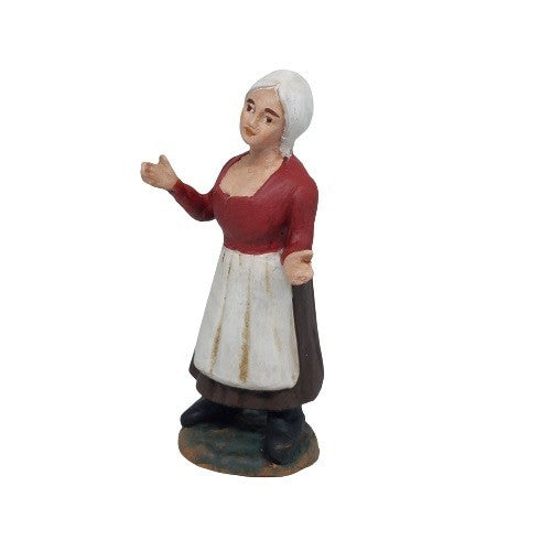 Pastore statiuna in terracotta dipinta a mano cm 10 donna con panno in testa