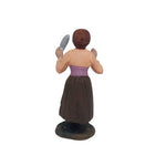 Pastore statuina in terracotta dipinta a mano donna con coltello cm 7