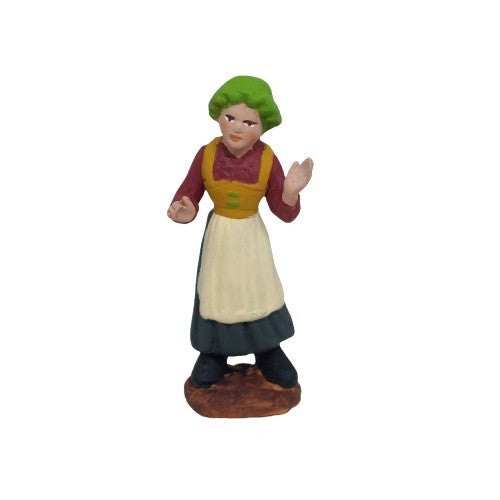 Pastore ststiuna in terracotta dipinta a mano donna con cappello cm 7