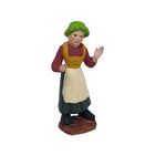 Pastore ststiuna in terracotta dipinta a mano donna con cappello cm 7