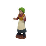 Pastore ststiuna in terracotta dipinta a mano donna con cappello cm 7