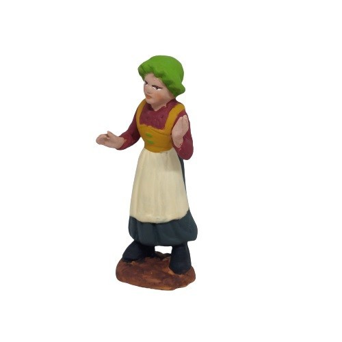 Pastore ststiuna in terracotta dipinta a mano donna con cappello cm 7