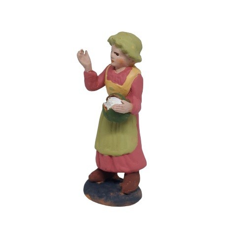 Pastore statuina in terracotta donna con cavolo