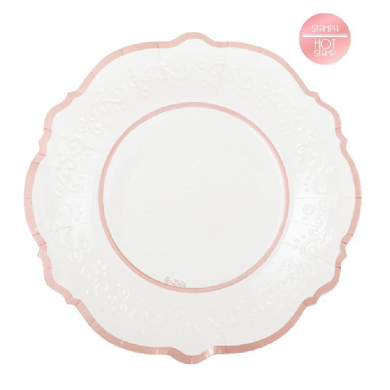 Piatti di carta 27cm Liberty Rosa Gold 8pz