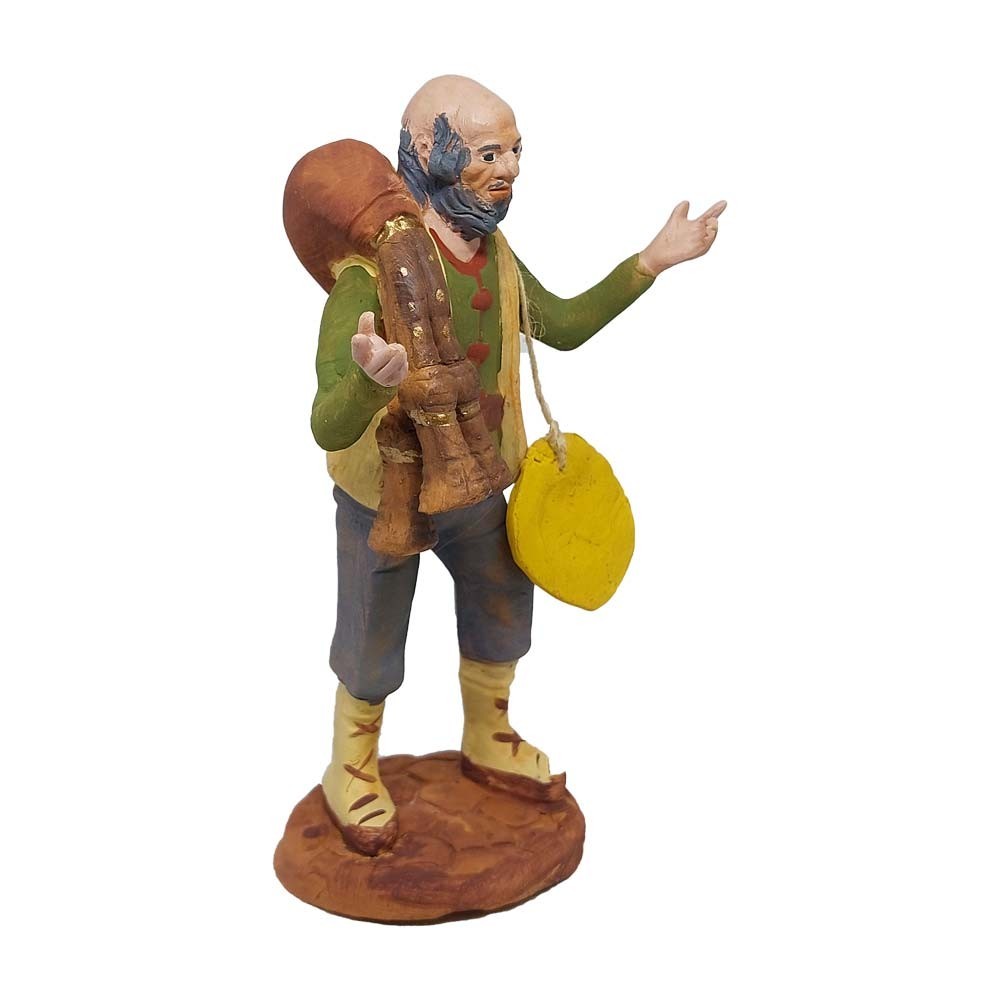 Pastore statuina Zampognaro 12cm di terracotta con accessori per presepe
