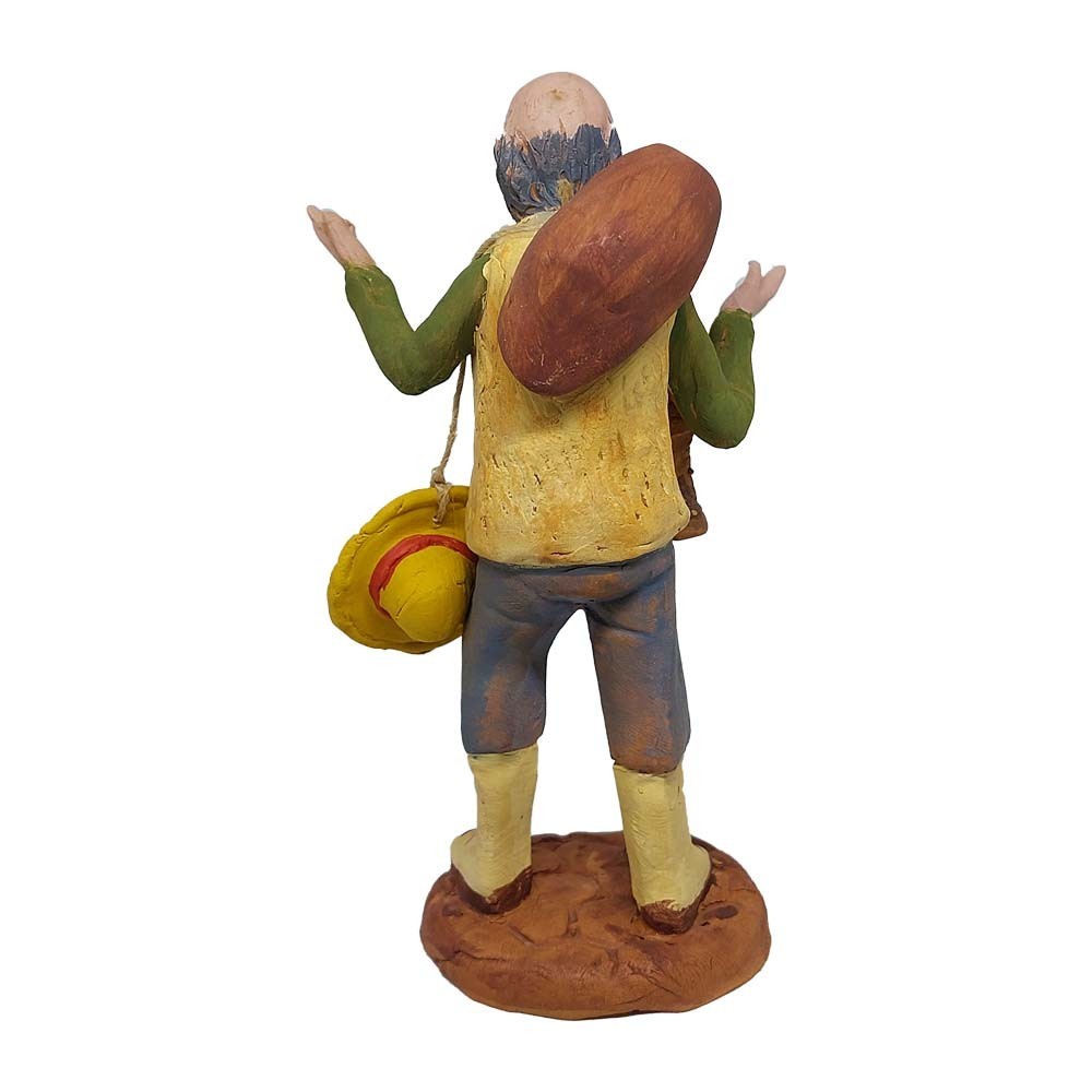 Pastore statuina Zampognaro 12cm di terracotta con accessori per presepe