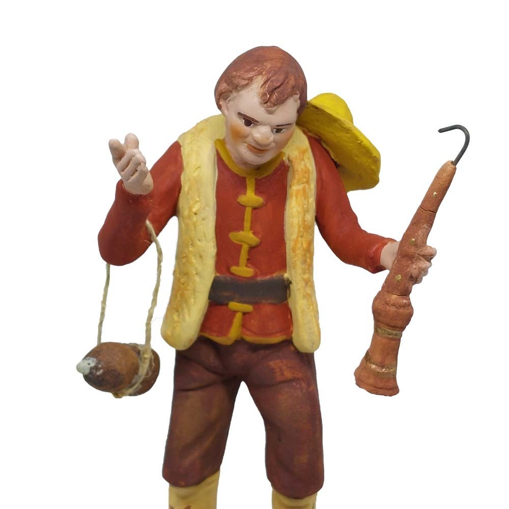 Pastore statuina Pifferaio 12cm di terracotta con accessori per presepe