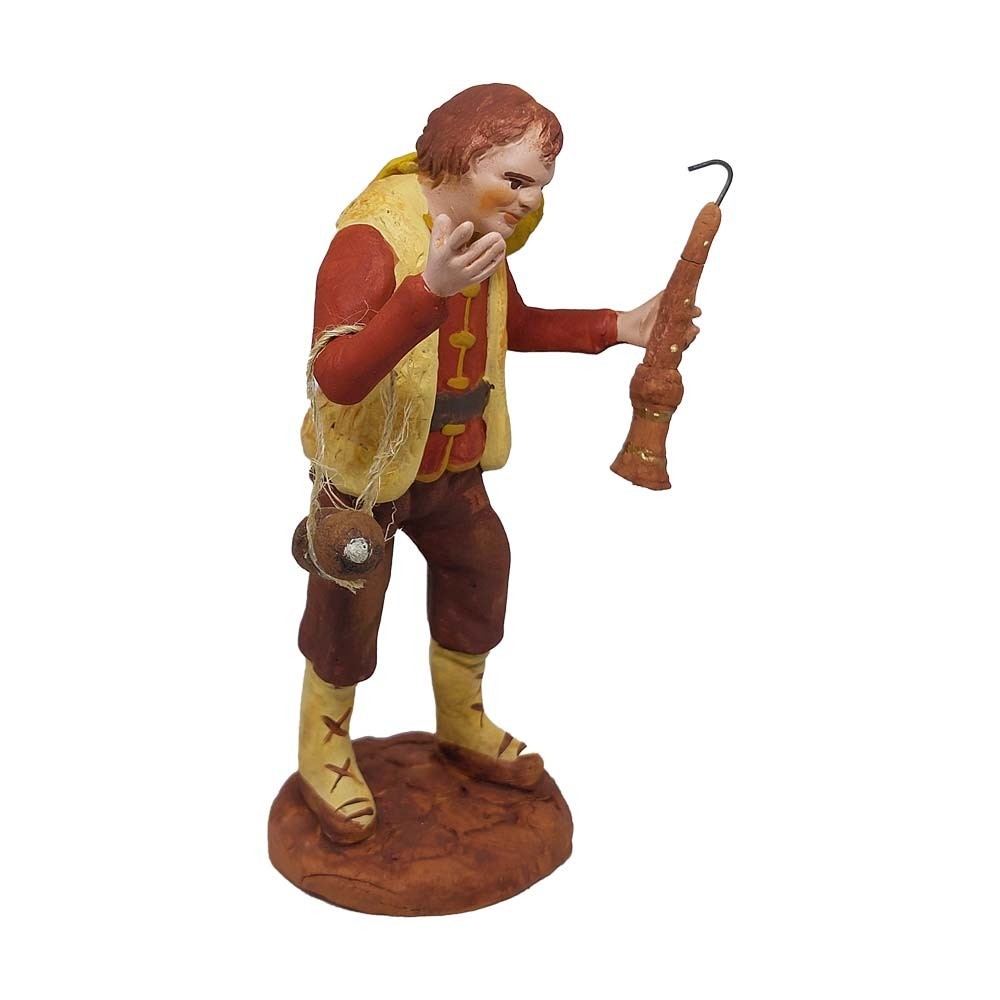 Pastore statuina Pifferaio 12cm di terracotta con accessori per presepe