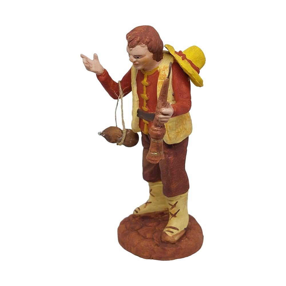 Pastore statuina Pifferaio 12cm di terracotta con accessori per presepe