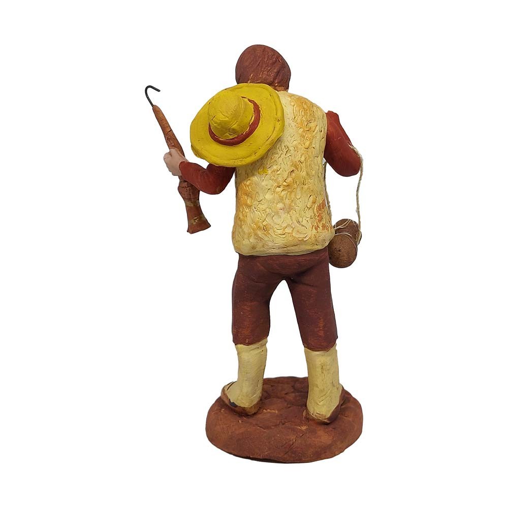 Pastore statuina Pifferaio 12cm di terracotta con accessori per presepe