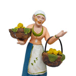 Pastore statuina Donna con cesto di limoni 12cm di terracotta con accessori