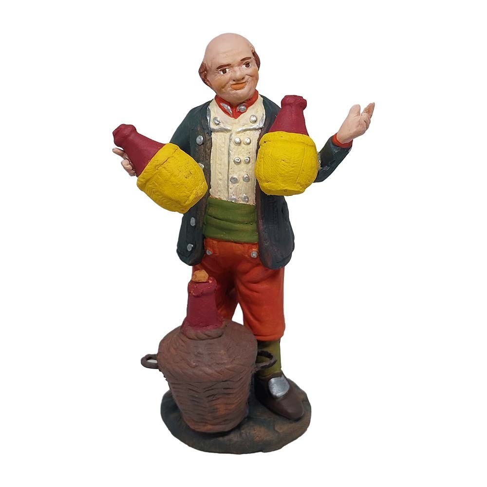 Pastore statuina Vinaio 12cm di terracotta con accessori per presepe