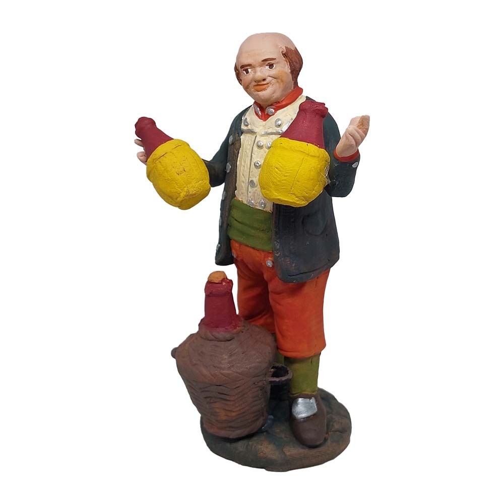 Pastore statuina Vinaio 12cm di terracotta con accessori per presepe