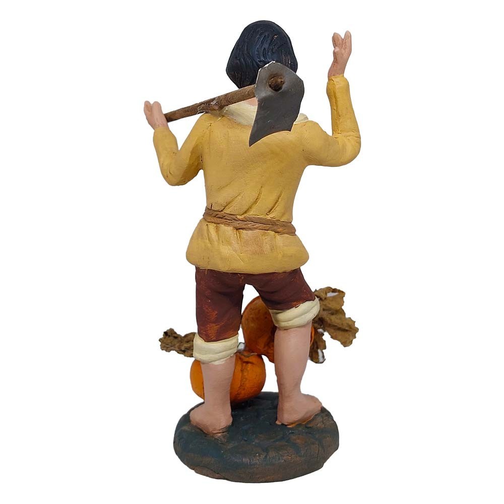 Pastore statuina Contadino con zucca 12cm di terracotta con accessori