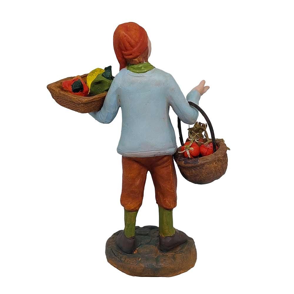 Pastore statuina Uomo con peperoni e pomodori 12cm di terracotta con accessori