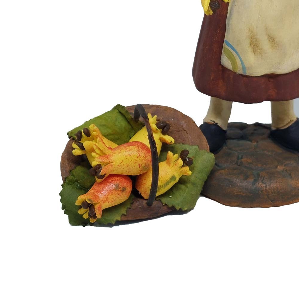 Pastore statuina Donna con melograni 12cm di terracotta con accessori