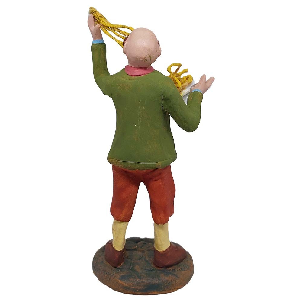 Pastore statuina Uomo che mangia spaghetti 12cm di terracotta con accessori