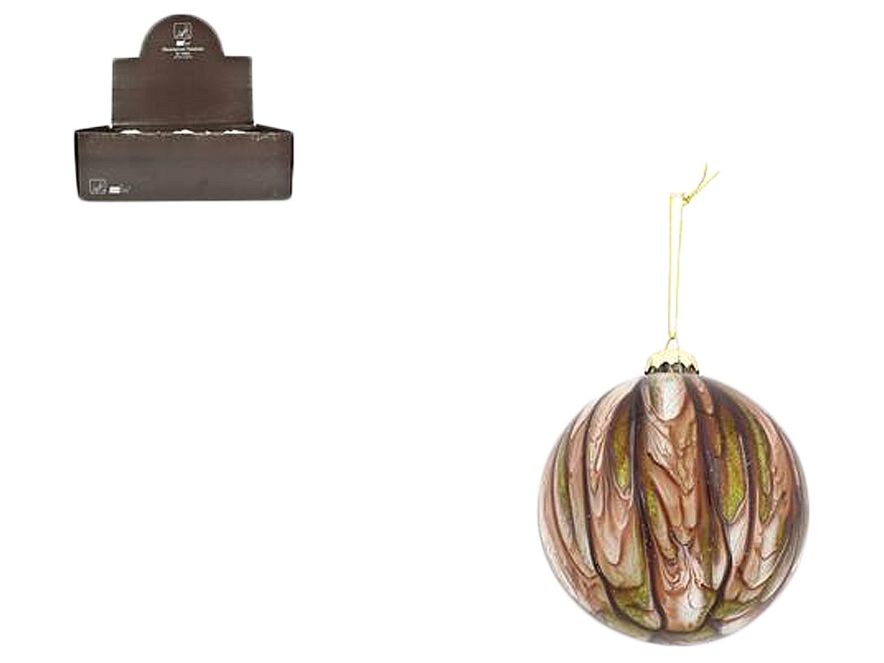 Sfera pallina di vetro 10 cm Marmorizzata marrone verde per albero di Natale