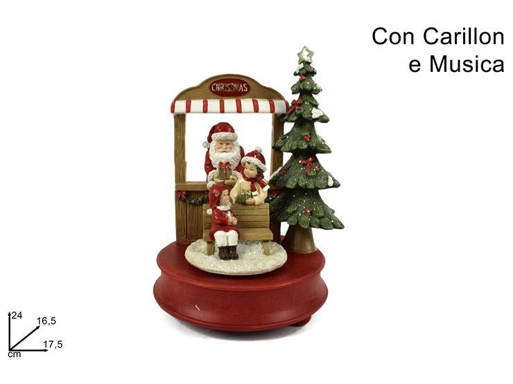Addobbo Carillion Babbo Natale con Bimbi 24cm