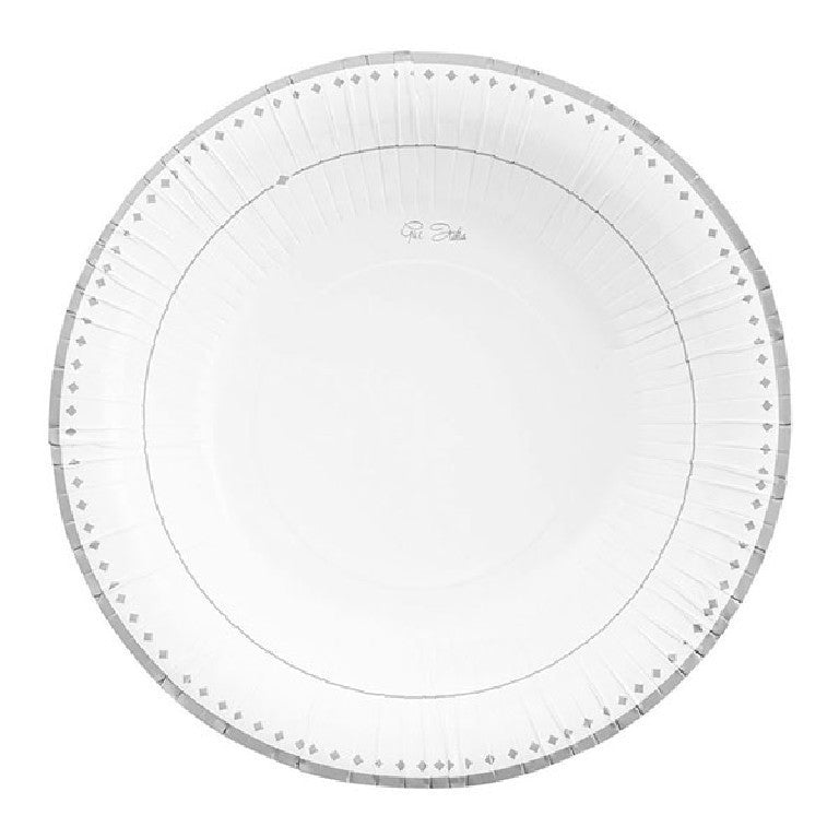 Piatti di carta fondi 24cm Silver Grace Argento 8Pz