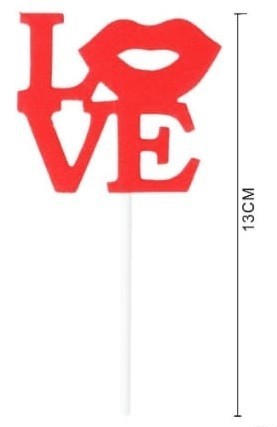 Cacke topper Decorazione per torte scritta Love Rosso 4Pz