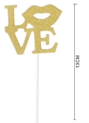Cacke topper decorazione per torta scritta Love Oro 4Pz