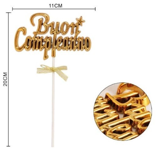 Cake Topper Buon Compleanno Oro