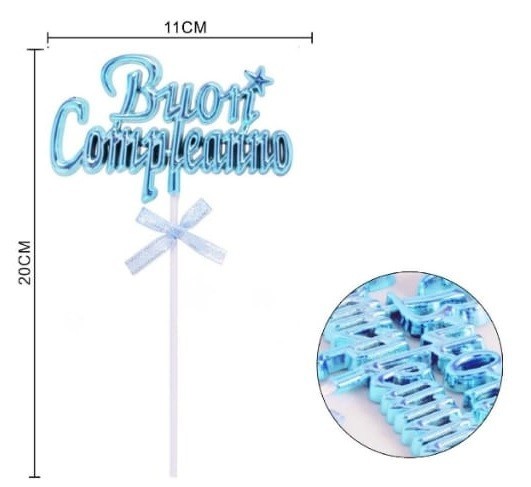 Cake Topper Buon Compleanno Azzurro