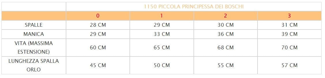 Costume vestito di Carnevale Piccola principessa dei Boschi 0 - 3 anni