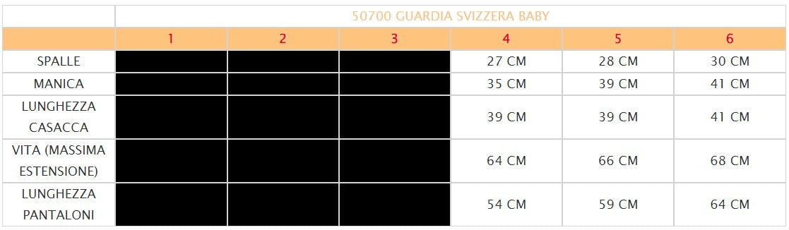 Costume vestito di carnevale Guardia Svizzera 3 - 6 anni