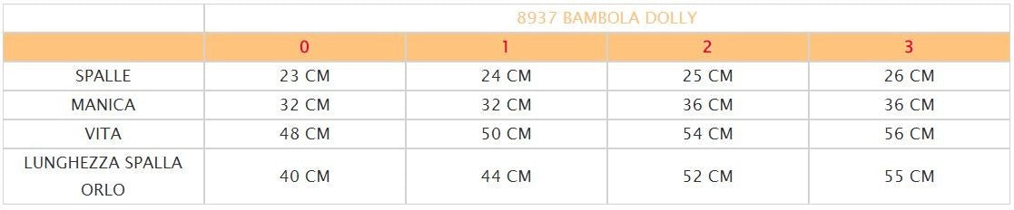 Vestito Costume di carnevale Bambola Dolly 0 - 3 anni