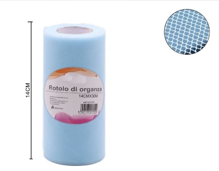 Rotolo di organza 14cmx30mt Celeste