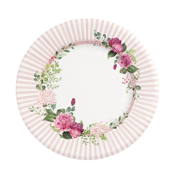 Piatti di carta 27cm Floral Pink Rosa 8pz
