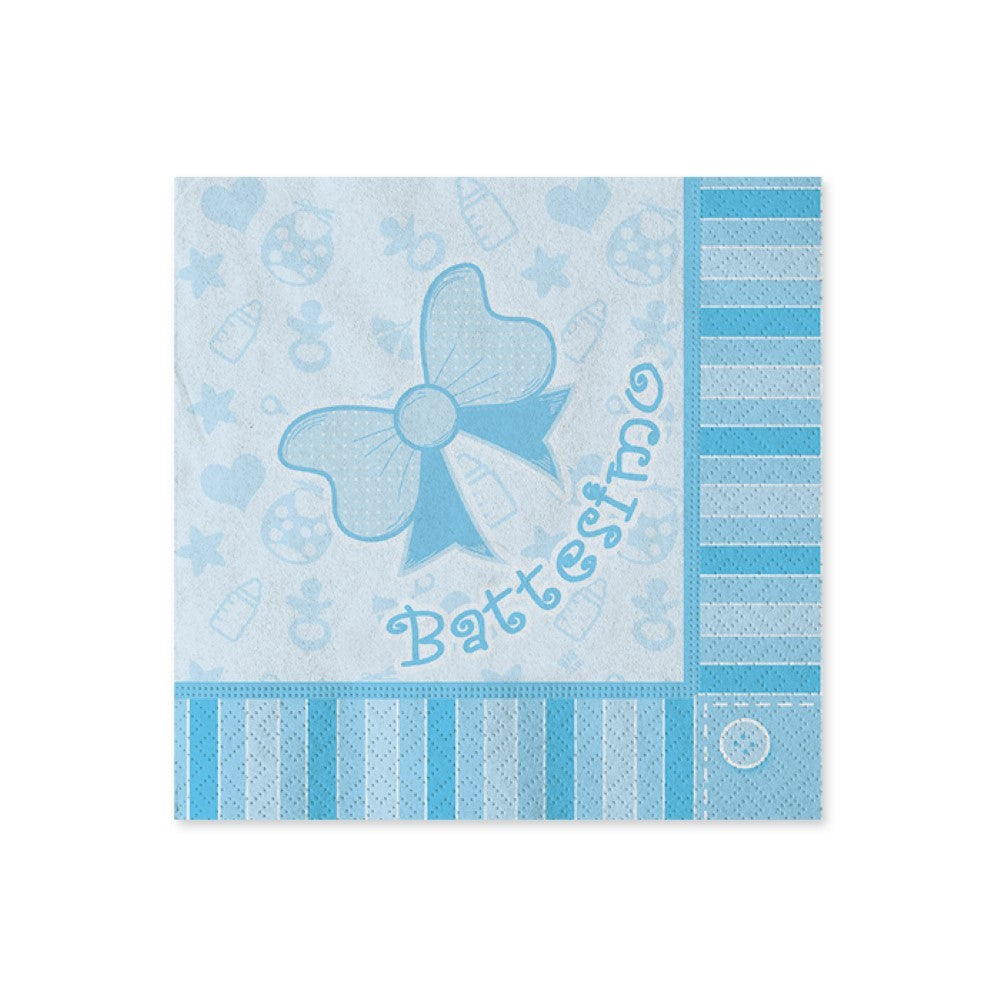 Tovaglioli di carta 25cm Battesimo Baby Celeste 8pz