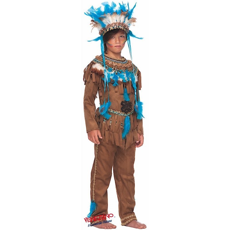 Costume vestito di carnevale Grande Capo Indiano 7 - 10 anni