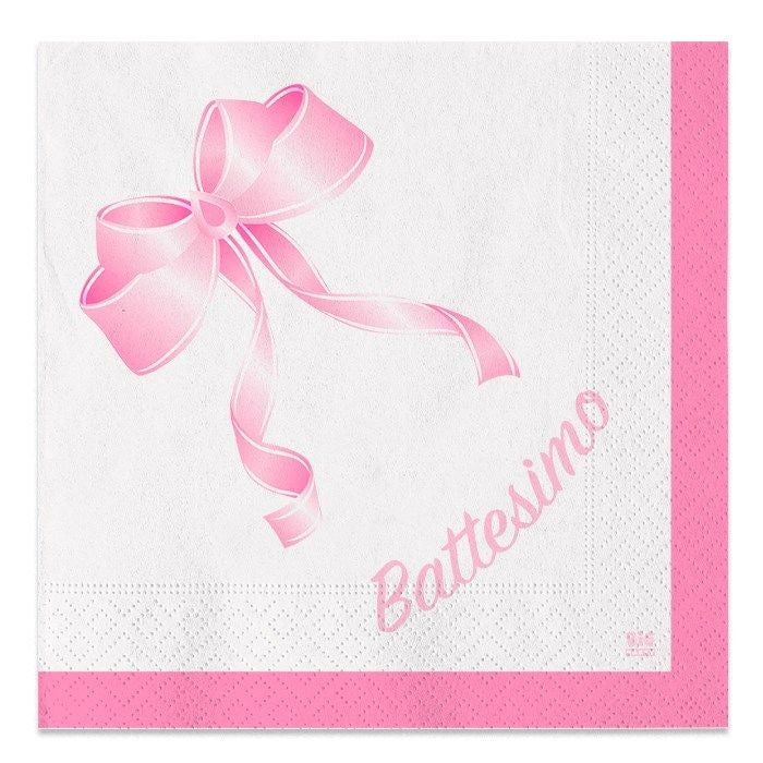 Tovaglioli 33x33cm Battesimo Rosa 20pz