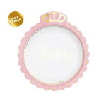 Piatti di carta con corona 20cm First Birthday Girl 8pz