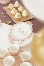 Piatti di carta con corona 20cm First Birthday Girl 8pz