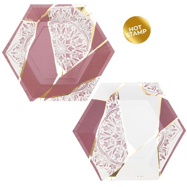 Piatti di carta 23cm Kintsugi Pink 8pz