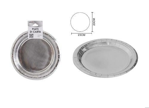 Piatti di carta 23 cm Argento 6pz