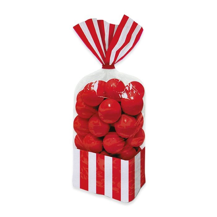 Sacchetto porta confetti/caramelle 25cm a righe rosse e bianche 10pz