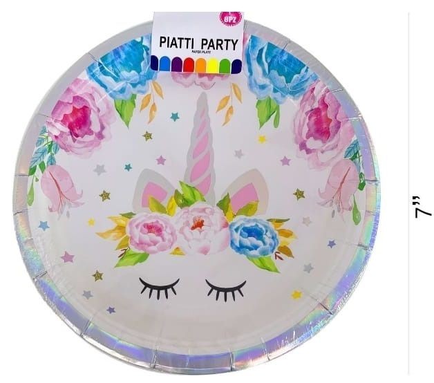 Piatti di carta 18cm Unicorno 8Pz