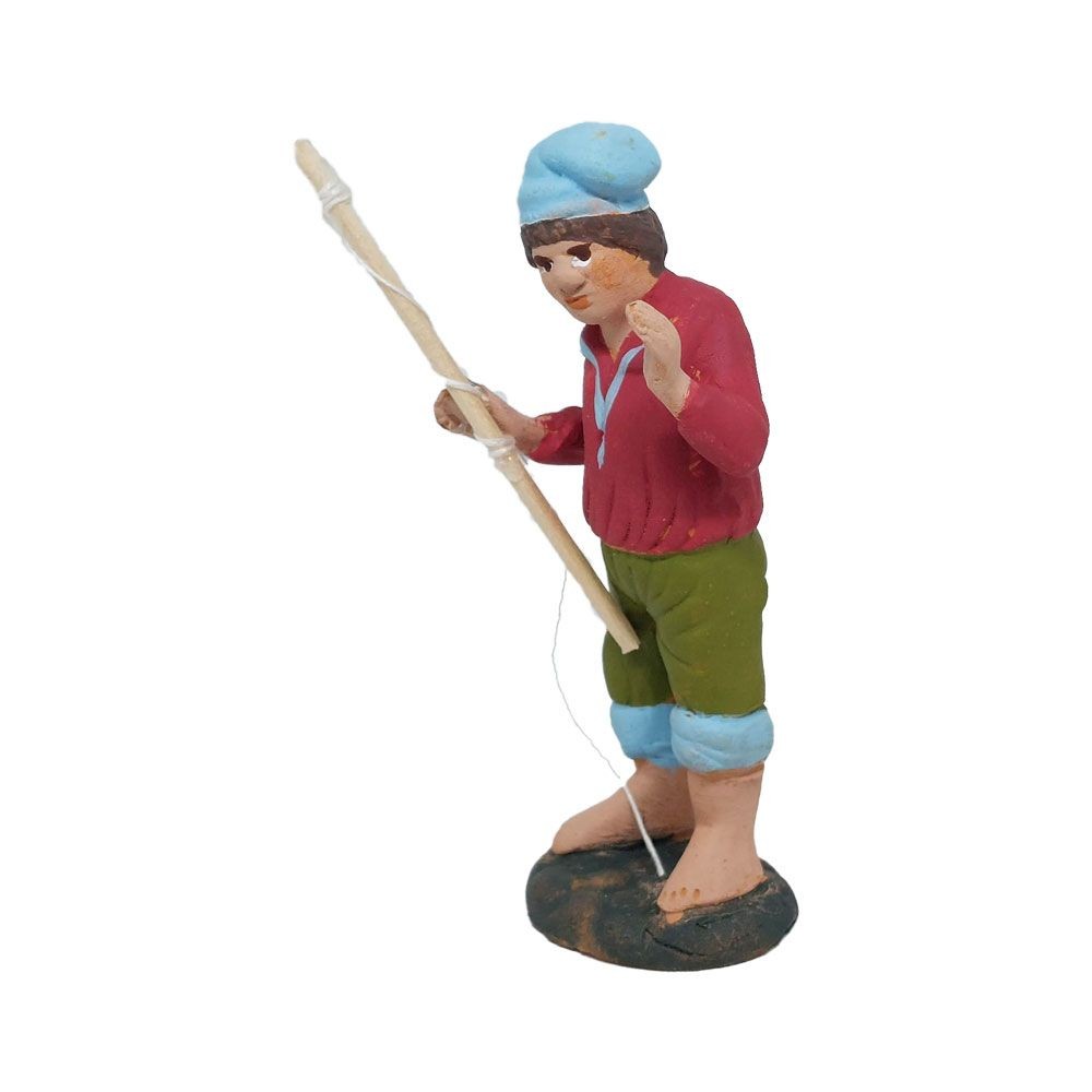 Pastore statuina pescatore con canna cm 7
